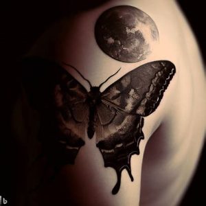 Shoulder-moth-and-moon-tattoo