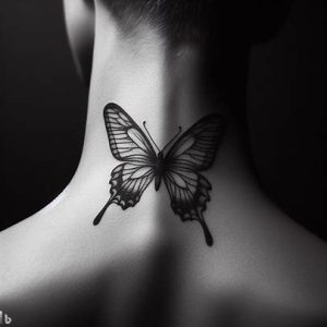 fine-line-butterfly-tattoo-on-neck