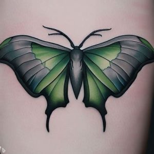 grey-and-green-luna-moth-tattoo-for-girls