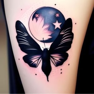 moth-and-moon-tattoo-on-foot