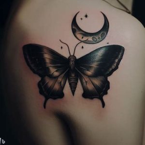 moth-and-moon-tattoo-on-shoulder