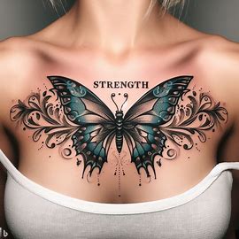 strength-butterfly-tattoo-on-chest