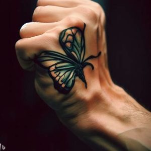 strength butterfly tattoo on hand