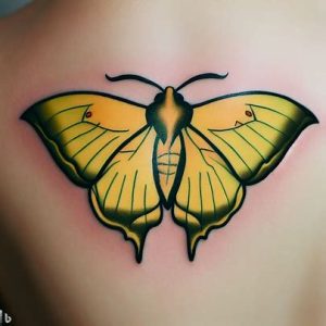 yellow-luna-moth-tattoo-for-girls