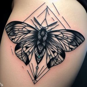 Geometric-Moth-Tattoos-on-balck-skin