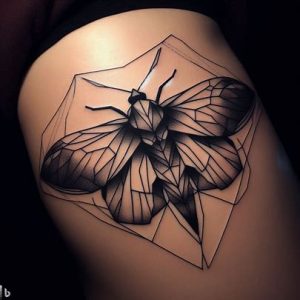 Geometric Moth Tattoos on dark skin