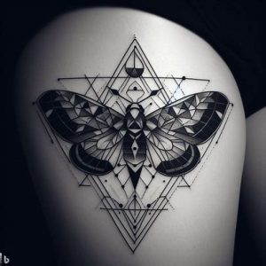 Geometric Moth Tattoos on dark skin-for-girls