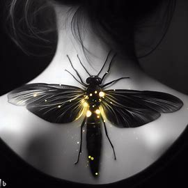 Realistic firefly tattoo for neck