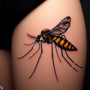 Yellow and Black Mosquito Tattoo