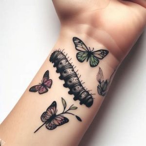 Caterpillar-tattoo-with-Butterfly-for-girls