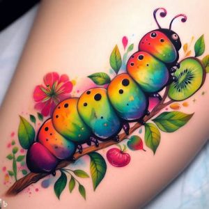 Fruity Caterpillar Tattoo