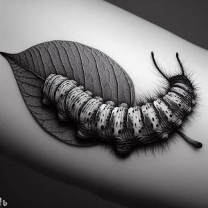 Gray-and-Black-Caterpillar-Tattoo