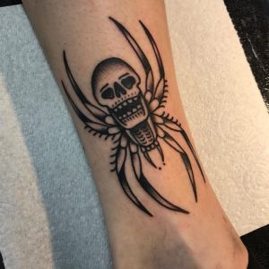 Skull Spider Tattoo Design of foot