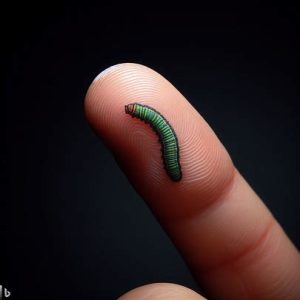 small-green-caterpillar-tattoo-on-finger