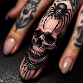 spider-skull-tattoo-on-finger