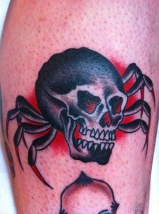 white-and-black-spider-skull-tattoo