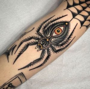 black-traditional-spider-tattoo