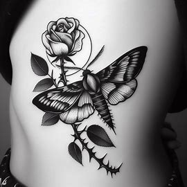 moth-tattoo-with-rose