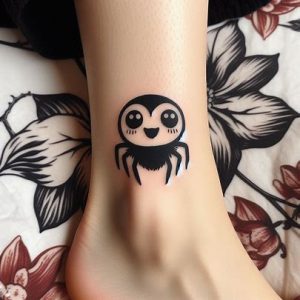 small spider anime tattoo on foot