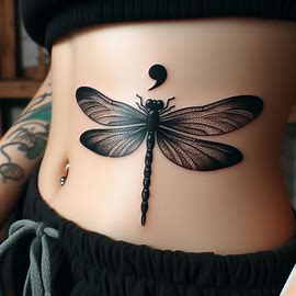 Dragonfly-with-Semicolon-Butterfly-Tattoo