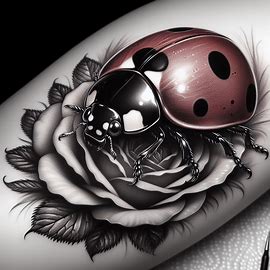 Realistic-Ladybug-Tattoo-Black-And -White