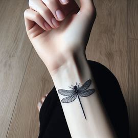 Small And Cute Dragonfly Wrist Tattoo for men and women