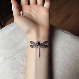 Small And Cute Dragonfly Wrist Tattoo
