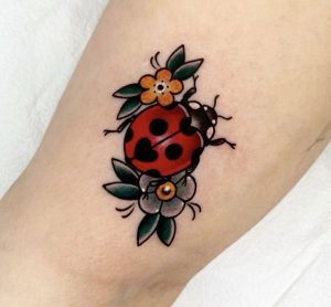 red-ladybug-and-black-flower