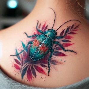 Watercolor-flea-tattoo-design-back