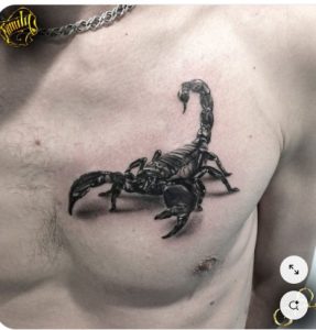 scorpion tattoo on chest