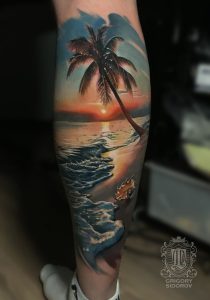 Beach Scene Tattoo Ideas--for-men