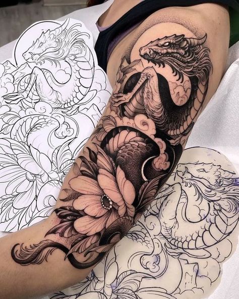 black-half-arm-sleeve-tattoo