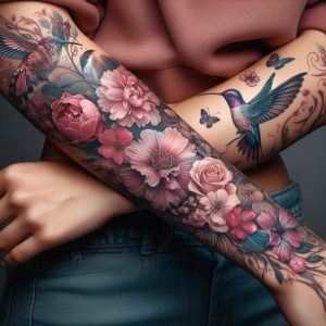 colorful-half-arm-sleeve-tattoo