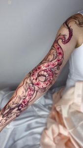 snake-and-flower-half-sleeve-tattoo