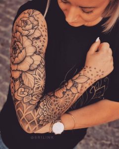 Minimalist sleeve tattoo feminine