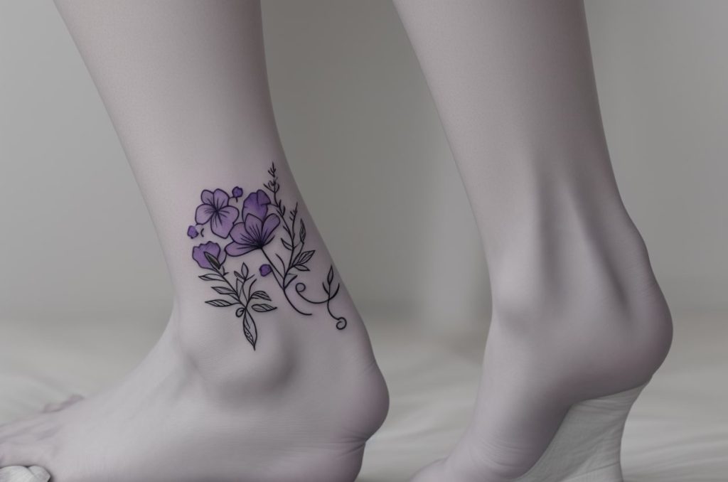 February – Violet Birth Flower Tattoo