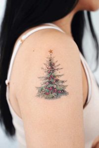 Minimalist Christmas Tree Tattoo