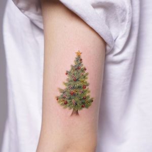 Minimalist Christmas Tree Tattoo design