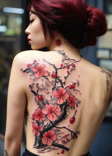 Cherry Blossom Back Tattoos