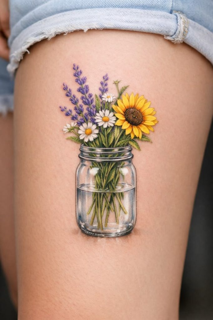Floral Thigh Tattoos