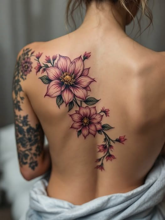Lily Flower Back Tattoo