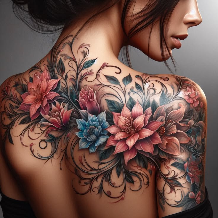 Peony Flower Back Tattoos