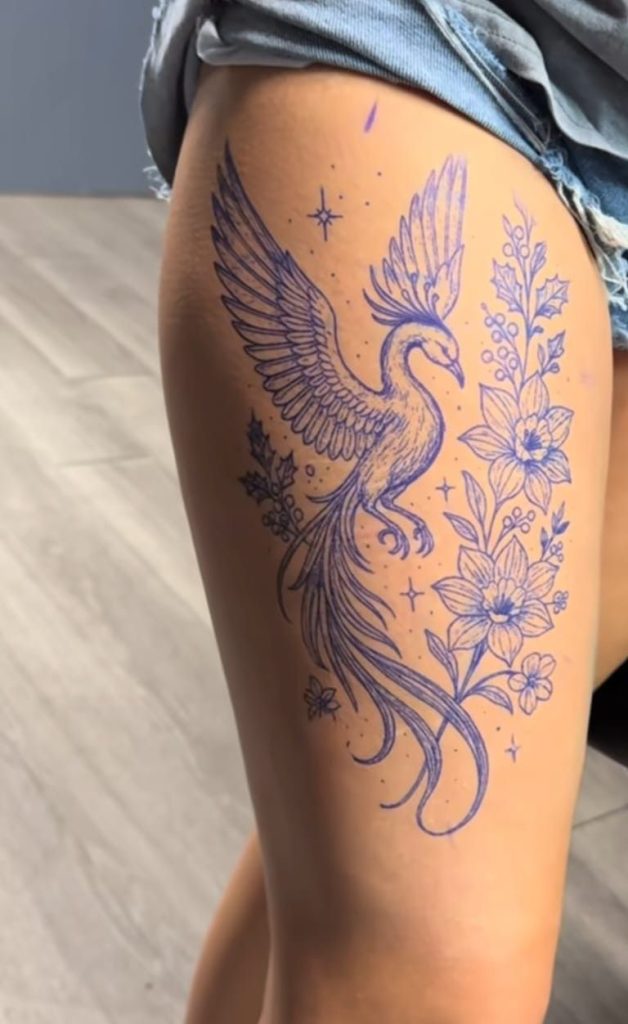 Phoenix Thigh Tattoos