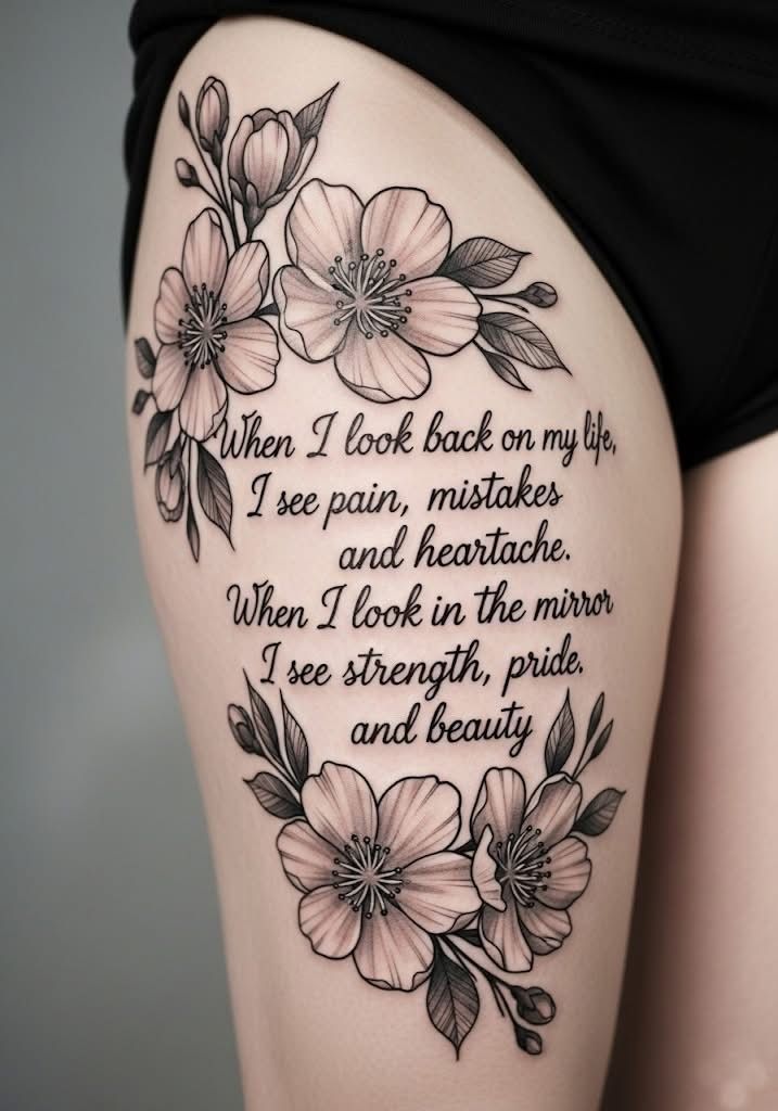Quote Thigh Tattoos