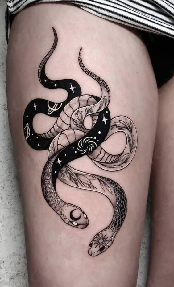 Snake Thigh Tattoos