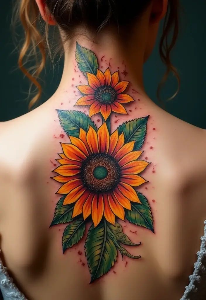 Sunflower Back Tattoo Ideas