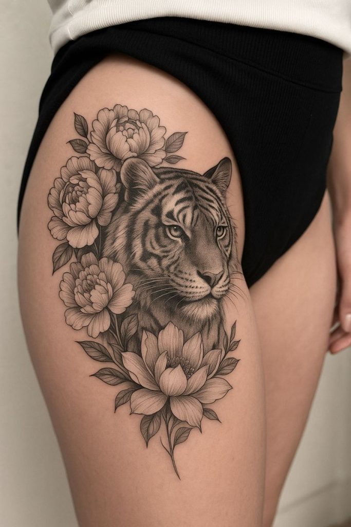 Tiger Thigh Tattoos