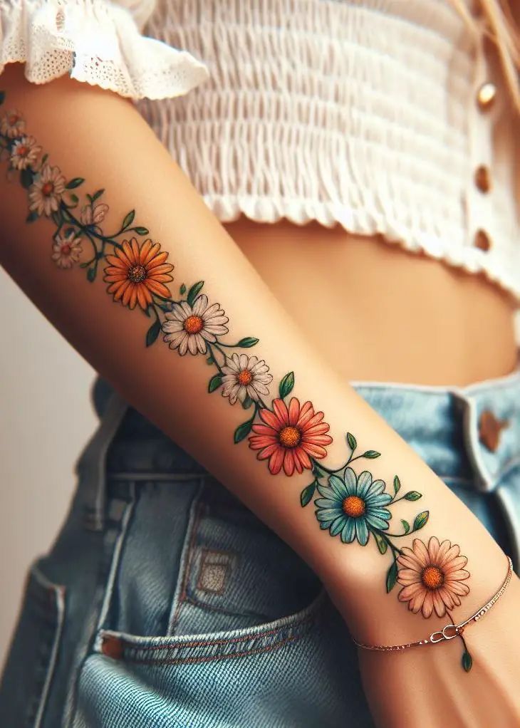 cute flower ankle tattoos