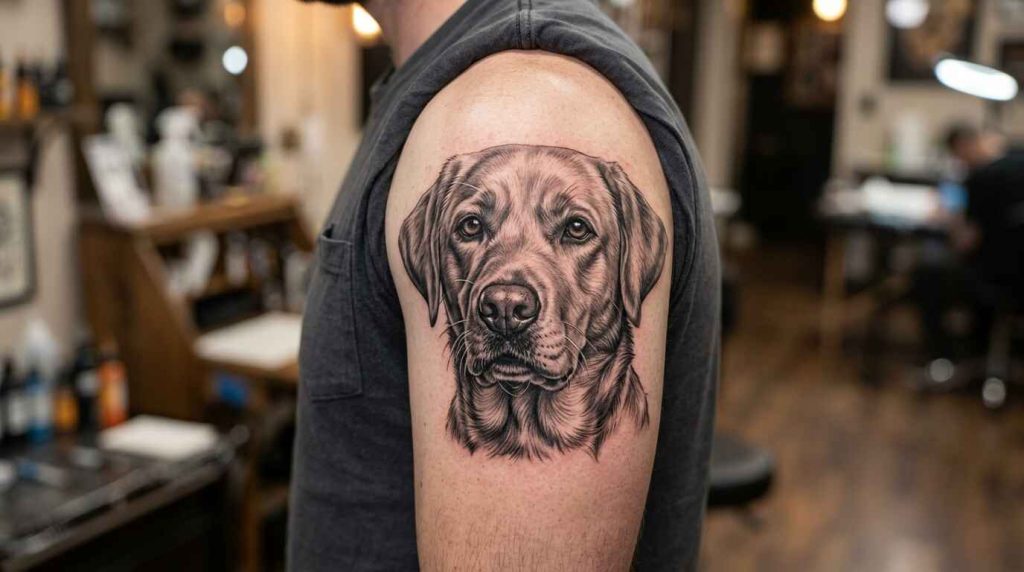 Realistic Dog Portrait Tattoo Memorial Dog Tattoo
