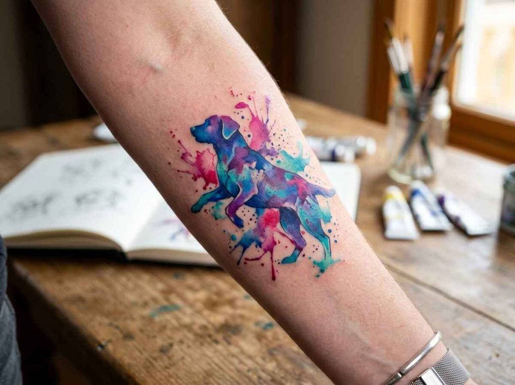 Watercolor Dog Tattoo Watercolor Dog Tattoo